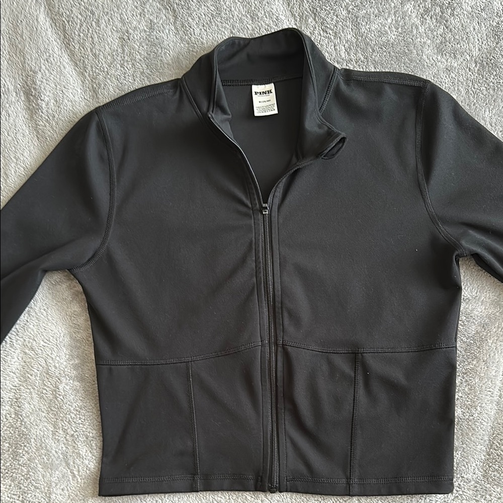PINK Victoria's Secret Cropped Charcoal Zip-Up Jacket